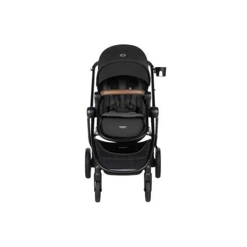 Maxi-Cosi Zelia2 Luxe 5-in-1 Modular Travel System in New Hope Black, featuring a sleek design with a removable infant seat and adjustable handles.