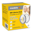 Medela Milk Collection Shells packaging, featuring two silicone shells designed to catch excess milk.