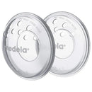 Medela SoftShells Breast Shells in clear plastic, designed for comfort and protection during breastfeeding.