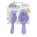 Melii - 2 Piece Hair Brush and Comb Set featuring a purple cat design, ideal for styling hair.