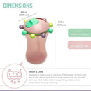 Melii - 2Pk Abacus Straw Sippy Cup in mint and pink, featuring a playful design and dimensions for cleaning instructions.