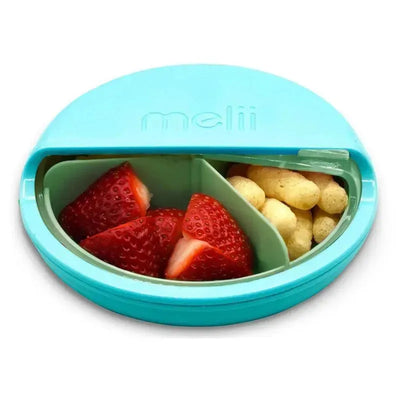 Melii - 3 Compartments Spin Snack Container, Blue Image 1