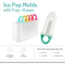Melii 6 piece ice pop molds with tray in fruity colors, featuring colorful handles and BPA-free materials.