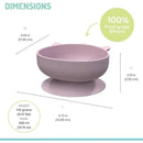 Silicone suction bowl in unicorn pink, dimensions and product details: 10.1 oz capacity, food-grade silicone.