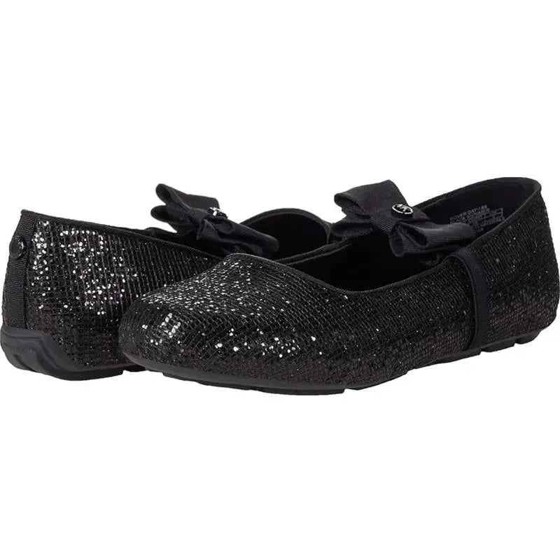 Black Michael Kors Baby Girl Rover Day-T Ballerina Flats featuring sparkly embellishments and a decorative bow.
