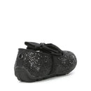 Black Michael Kors Baby girl Rover Day-T ballerina flats with a shiny, textured upper and a bow detail.
