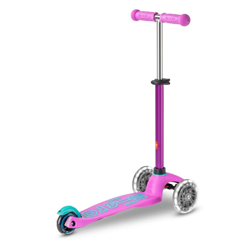 Micro Kickboard Mini LED Scooter in lavender with a colorful deck and three wheels, designed for children.