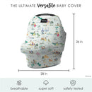 Multifunctional baby cover featuring a Disney Enchanted Kingdoms design, measuring 26 by 28 inches, labeled breathable and super soft.