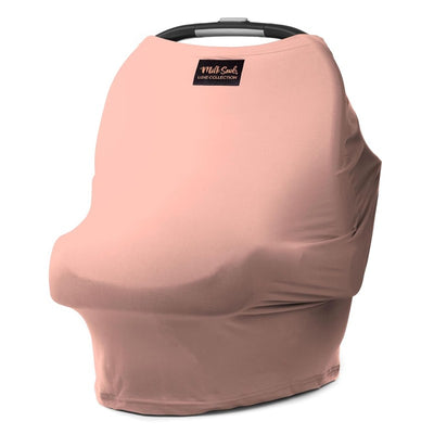 Luxe 5-in-1 multifunctional cover in Ballet Slipper Pink, designed for car seats and nursing convenience.