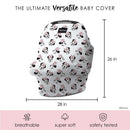 5-in-1 multifunctional baby cover featuring a Minnie Mouse design, measuring 26 in height and 28 in width.