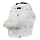 Multifunctional cover featuring playful Star Wars™ characters on a white background, designed for baby car seats and nursing.