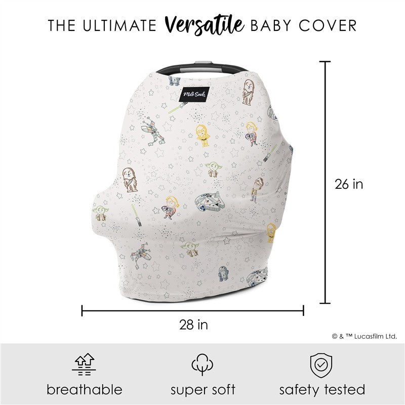 Milk Snob Star Wars™ Little Galaxy 5-in-1 multifunctional cover, featuring colorful characters on a breathable, soft fabric.