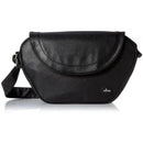 Trendy black changing diaper bag by Mima, featuring a sleek design and adjustable shoulder strap.