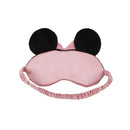 Minnie Mouse eye mask for kids, featuring black ears and a pink base, suitable for travel and sleep.