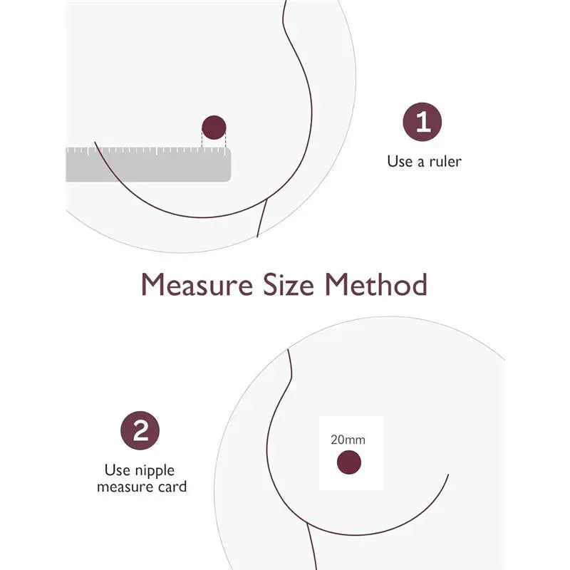 Measurement instructions for the Momcozy 24Mm Flange, showing a ruler and nipple measure card for sizing.