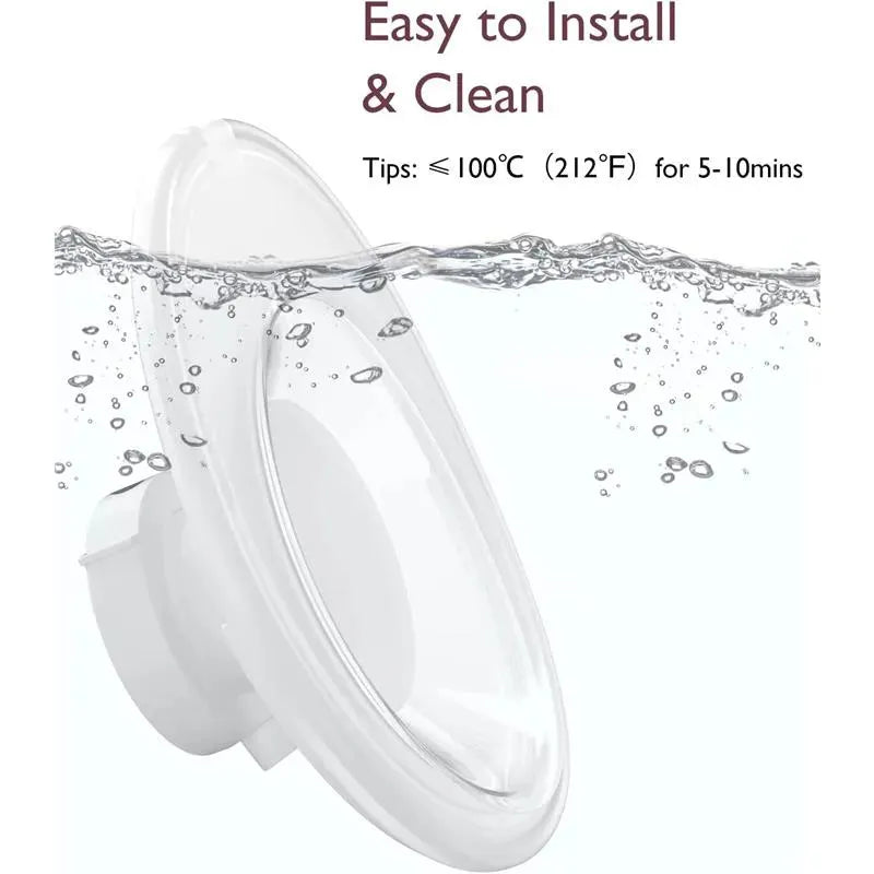 24mm flange for Momcozy M5 wearable pump, shown in water, emphasizing ease of installation and cleaning.