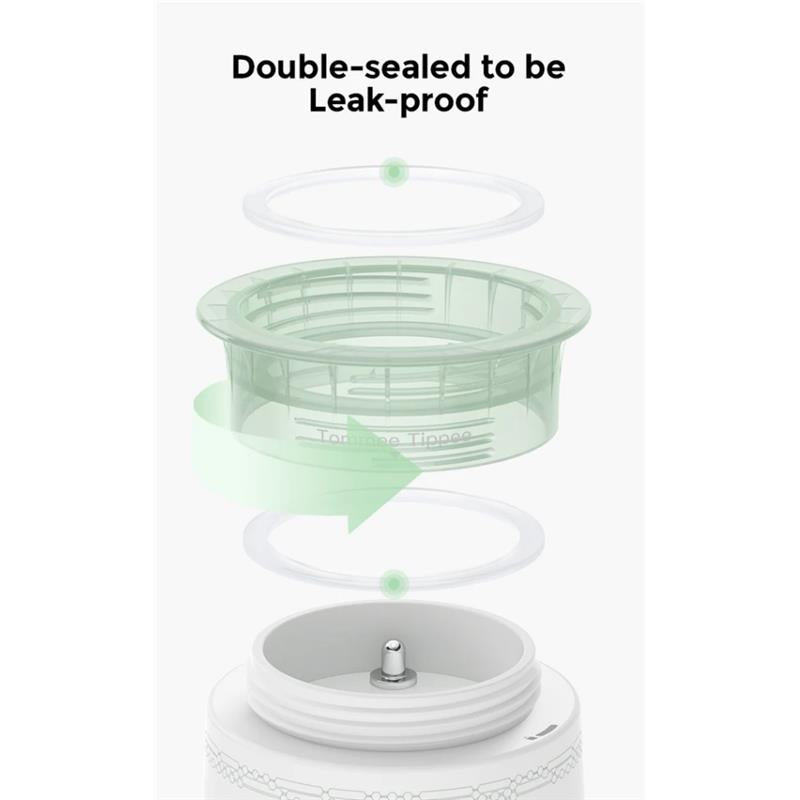 Portable Bottle Warmer MW03 components showing a double-sealed top designed to be leak-proof.