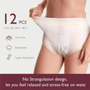 Postpartum recovery kit featuring ultra-thin, breathable, super absorbent underwear; 12 pieces, fits 28-48 inches.
