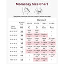 Momcozy size chart for the Seamless Floral Push Up Nursing Bra, detailing band and cup sizes.
