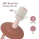 Toothbrush from Momcozy in blue, featuring a 360° brush head for thorough cleaning and marked non-toxic and safe.