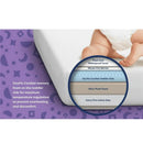 Moonlight Baby Luxury Dreamer Crib Mattress with a toddler resting on it, featuring OxyFlo CoolGel memory foam for comfort.