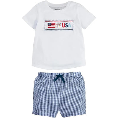 Mud Pie - Baby Boy Flag Smocked Short Set Image 1