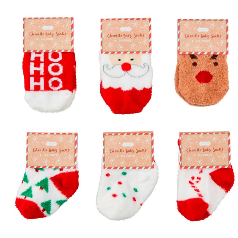 Mud Pie - Christmas Chenille Socks, Candy Canes Image 2