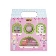 Kids Christmas Nutcracker Makeup Set by Mud Pie, featuring a shimmer product and two lip glosses in festive packaging.