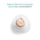 Silicone breastmilk collector cup in soft, food-grade silicone, featuring a round opening and pink lid for comfortable use.