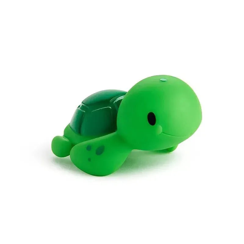 Green turtle-shaped water squirter toy from the Munchkin 8 Pack Ocean Squirters, designed for bath time fun.