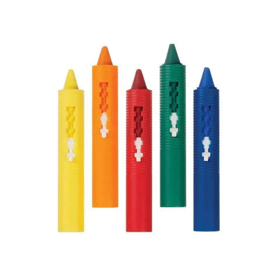 Munchkin Bath Crayons set of five: yellow, orange, red, green, and blue crayons designed for fun bath-time drawing.