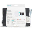 Munchkin Designer Diaper Changer features a cushioned pad, detachable sections, and a wipes case, with safety instructions on the back.