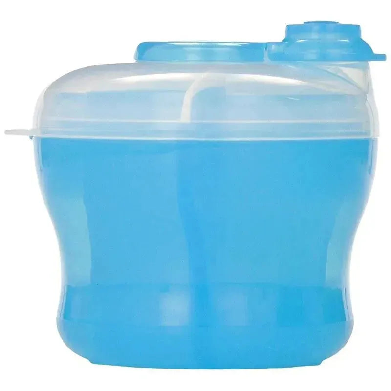 Munchkin Formula Dispenser in blue, featuring a secure lid and a single compartment for storing powdered formula.