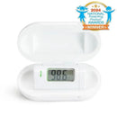 Munchkin Mini Infrared Thermometer with digital display showing 99.6°F, included in a protective travel case, award-winning design.