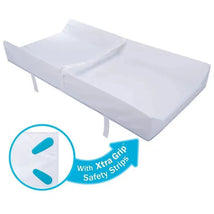Munchkin Secure Grip Changing Pad displayed with Xtra Grip Safety Strips highlighted in a blue badge.
