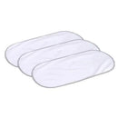 Three rectangular Munchkin waterproof changing pad liners stacked together, featuring a white surface and black edging.