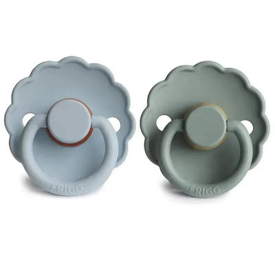 Mushie - 2Pk Frigg Daisy Natural Rubber Baby Pacifier, Powder Blue/Sage, 6/18M Image 2