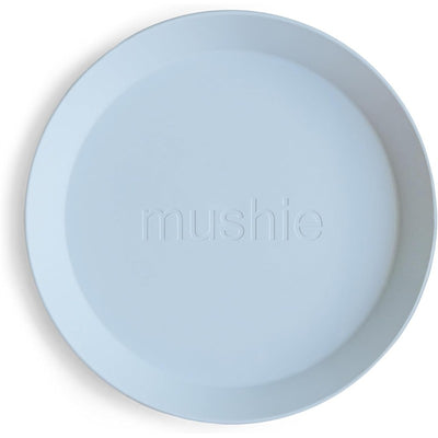 Mushie Silicone Round Plate Dinnerware Set 2 Pack - Powder Blue Image 1