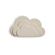 Mushie Cloud Teether in Shifting Sand color, featuring soft, cloud-shaped designs for teething relief.