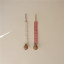 Mushie Linen Pacifier Clip 2-Pack - Dusty Rose/Shifting Sand Image 3