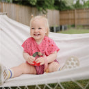 Mushie Linen Pacifier Clip 2-Pack - Dusty Rose/Shifting Sand Image 4