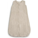 Mushie Muslin Sleep Bag in Fog, featuring a soft, neutral color and a front zipper for easy dressing.