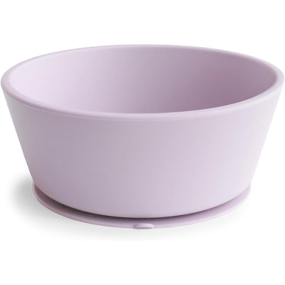 Mushie Silicone Suction Bowl in Soft Lilac, designed for secure use during mealtime with a wide base and soft color.