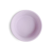 Mushie Silicone Suction Bowl in Soft Lilac, featuring a round design and smooth texture for secure feeding.