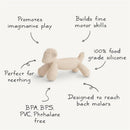 Silicone lamb figurine teether, made of food-grade silicone, promotes imaginative play and teething.