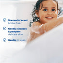 Mustela Multi-Sensory Bubble Bath promotes gentle cleansing for delicate skin, featuring a child smiling in a bubbly bath.