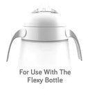 Quick Snap Handle Set for Flexy Silicone Baby Bottle, featuring ergonomic handles and clear labeling for use compatibility.