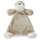 Soft beige rattle blankie featuring a smiling monkey design, ideal for cuddling and comforting infants.