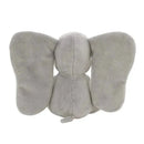 Soft gray elephant-shaped pacifier buddy with large ears, suitable for comforting infants.