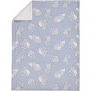 Super soft baby blanket featuring a blue design with gray Dumbo illustrations and a plush white sherpa backing.